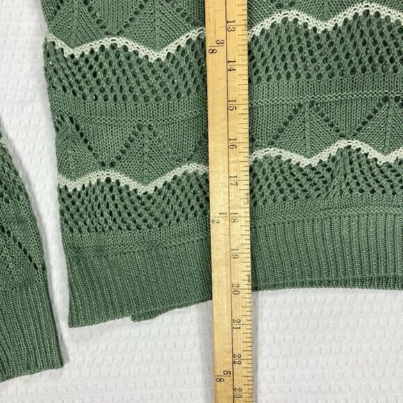 Ultra Flirt Beach Hoodie Women Sz Large Green Long Sleeve Open Knit Pull Over - Picture 12 of 14